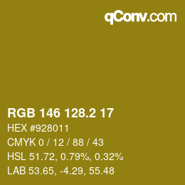 カラーコード: RGB 146 128.2 17 | qconv.com