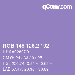 カラーコード: RGB 146 128.2 192 | qconv.com