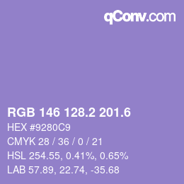 カラーコード: RGB 146 128.2 201.6 | qconv.com