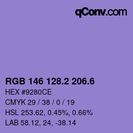 カラーコード: RGB 146 128.2 206.6 | qconv.com