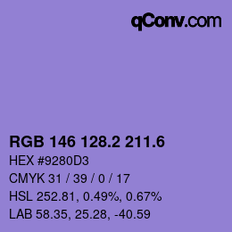 カラーコード: RGB 146 128.2 211.6 | qconv.com
