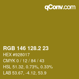 カラーコード: RGB 146 128.2 23 | qconv.com