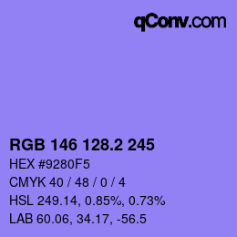 カラーコード: RGB 146 128.2 245 | qconv.com