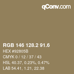 カラーコード: RGB 146 128.2 91.6 | qconv.com