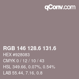 カラーコード: RGB 146 128.6 131.6 | qconv.com