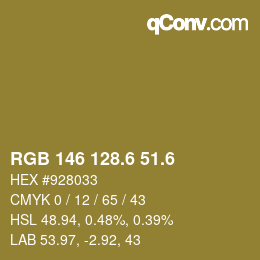 カラーコード: RGB 146 128.6 51.6 | qconv.com