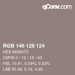 Farbcode: RGB 146 128 124 | qconv.com