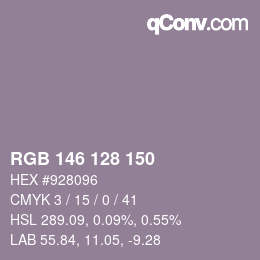 颜色代码: RGB 146 128 150 | qconv.com