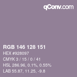 カラーコード: RGB 146 128 151 | qconv.com