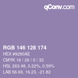 カラーコード: RGB 146 128 174 | qconv.com