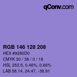 颜色代码: RGB 146 128 208 | qconv.com