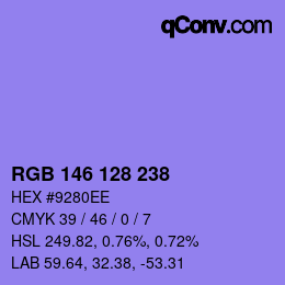 カラーコード: RGB 146 128 238 | qconv.com