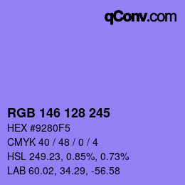 カラーコード: RGB 146 128 245 | qconv.com