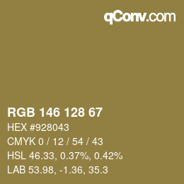 カラーコード: RGB 146 128 67 | qconv.com