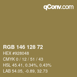 カラーコード: RGB 146 128 72 | qconv.com