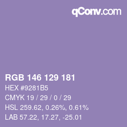 Color code: RGB 146 129 181 | qconv.com