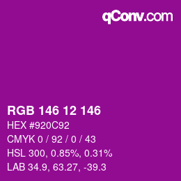 カラーコード: RGB 146 12 146 | qconv.com