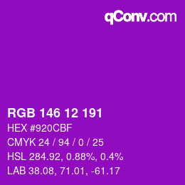 Color code: RGB 146 12 191 | qconv.com