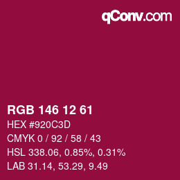 Color code: RGB 146 12 61 | qconv.com
