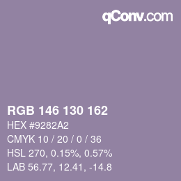 カラーコード: RGB 146 130 162 | qconv.com