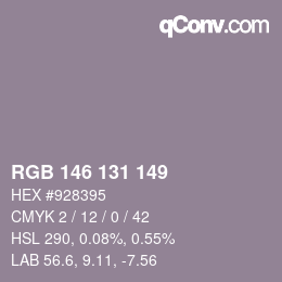 Color code: RGB 146 131 149 | qconv.com