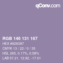 カラーコード: RGB 146 131 167 | qconv.com