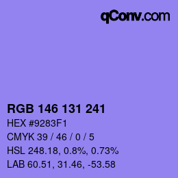 Color code: RGB 146 131 241 | qconv.com