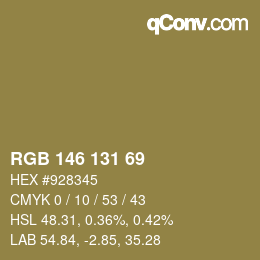 カラーコード: RGB 146 131 69 | qconv.com