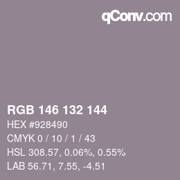 颜色代码: RGB 146 132 144 | qconv.com