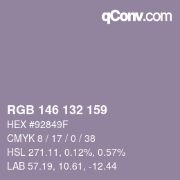 Color code: RGB 146 132 159 | qconv.com