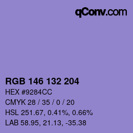 カラーコード: RGB 146 132 204 | qconv.com