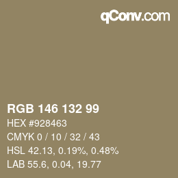 Farbcode: RGB 146 132 99 | qconv.com