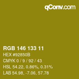 カラーコード: RGB 146 133 11 | qconv.com