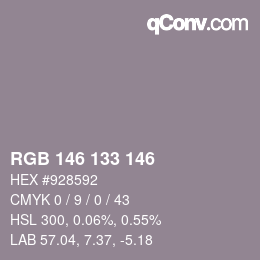 颜色代码: RGB 146 133 146 | qconv.com