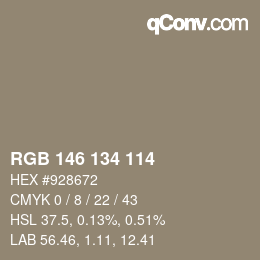 Color code: RGB 146 134 114 | qconv.com