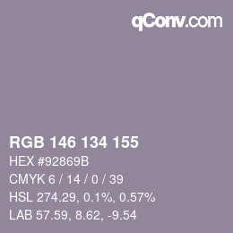 颜色代码: RGB 146 134 155 | qconv.com