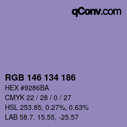 Color code: RGB 146 134 186 | qconv.com