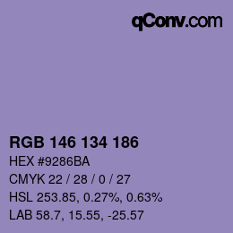 Color code: RGB 146 134 186 | qconv.com