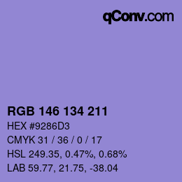 Color code: RGB 146 134 211 | qconv.com