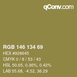 颜色代码: RGB 146 134 69 | qconv.com