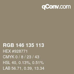 Farbcode: RGB 146 135 113 | qconv.com