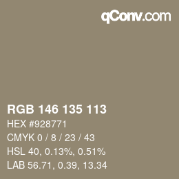 カラーコード: RGB 146 135 113 | qconv.com - big