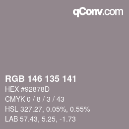 カラーコード: RGB 146 135 141 | qconv.com