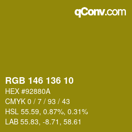 Color code: RGB 146 136 10 | qconv.com