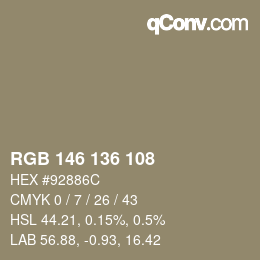 カラーコード: RGB 146 136 108 | qconv.com
