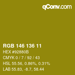 Color code: RGB 146 136 11 | qconv.com