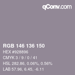Código de color: RGB 146 136 150 | qconv.com