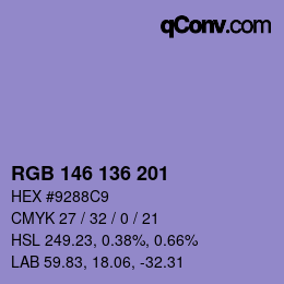Color code: RGB 146 136 201 | qconv.com