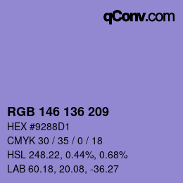 Color code: RGB 146 136 209 | qconv.com