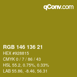 Color code: RGB 146 136 21 | qconv.com